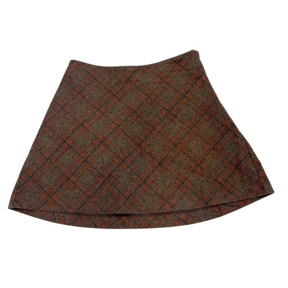 Princess Polly Brown Orange Plaid Mini Skirt A-Line Dark Academia Fall Size US 4